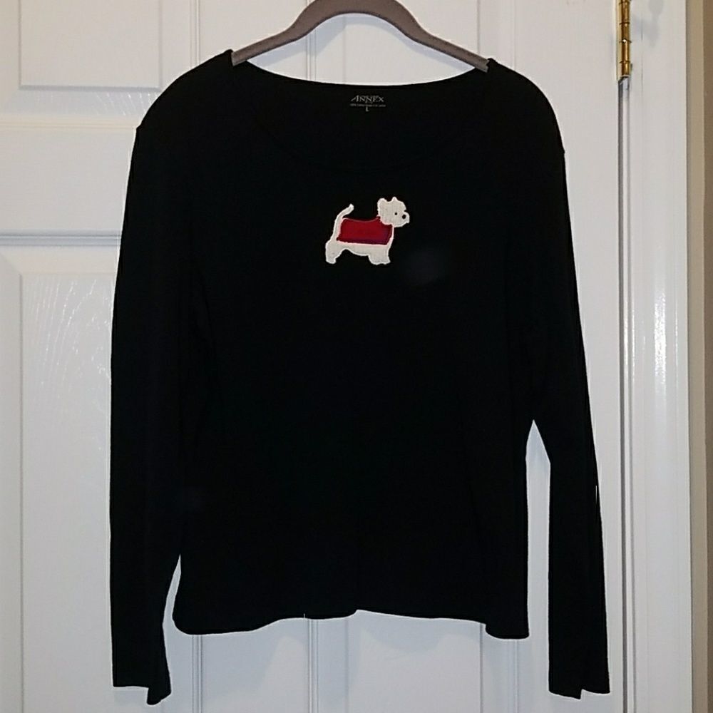 Casual Corner Annex Scottie Dog top Sz L EUC
